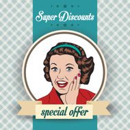 happy woman commercial retro clipart illustration N5