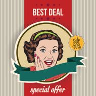 happy woman commercial retro clipart illustration N6