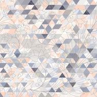 geometric background of colored triangles and vegetable flower ornament