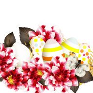 Easter vector background with eggs and flowers