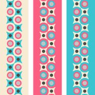 Set of seamless patterned borders in retro colors