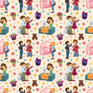shopping people seamless pattern