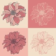 Hand-drawn flowers of dahlia N5