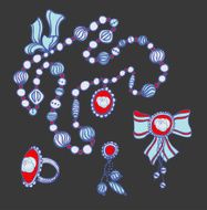 Vector set of jewelry necklaces earrings ring and brooch