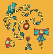 Vector set of jewelry necklaces earrings ring and brooch N2