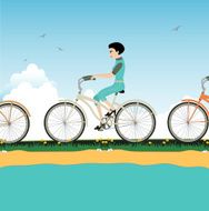Women riding a bicycle