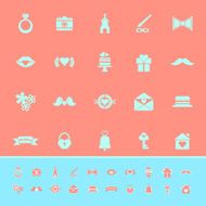 Wedding color icons on orange background