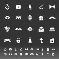 Wedding icons on gray background