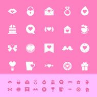 Heart element color icons on pink background