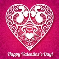 Vector Valentine&#039;s day lacy paper heart greeting card N8