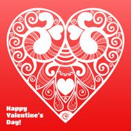 Vector Valentine&#039;s day lacy paper heart greeting card N9