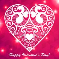 Vector Valentine&#039;s day lacy paper heart greeting card N10