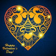 Vector Valentine&#039;s day lacy paper heart greeting card N11