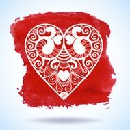 Vector Valentine&#039;s day lacy paper heart greeting card N12
