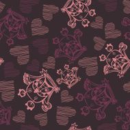 Romantic seamless pattern with owl and heart Valentine&#039;s day te N3