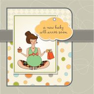 baby announcement card with pregnant woman N2