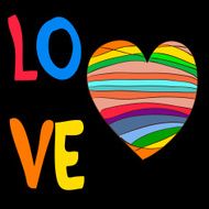 Rainbow heart with the inscription love