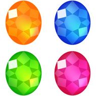 Set of colorful gems isolated on white