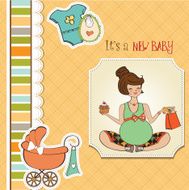 baby announcement card with pregnant woman N5