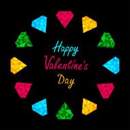 Colorful diamonds in shape of circle Happy Valentines Day card