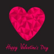 Pink heart Polygonal effect Black background Happy Valentines