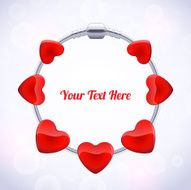 Silver charm bracelet with glossy red heart beads