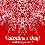 Vector Valentine&#039;s day lacy greeting ornate background N2