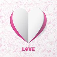 Paper Heart Love Card on Flower Background N2