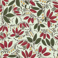 seamless plant texture with leaves and berries