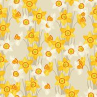 Spring flowers narcissus natural seamless pattern