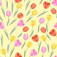 Spring flowers tulips natural seamless pattern