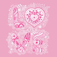 Original hand drawn word &quot;love&quot; Romantic floral N3
