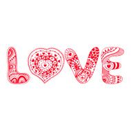 Original hand drawn word &quot;love&quot; Romantic floral N7