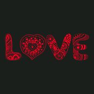 Original hand drawn word &quot;love&quot; Romantic floral N8