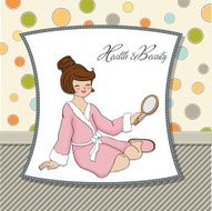 spa lady who looks into a mirror N5
