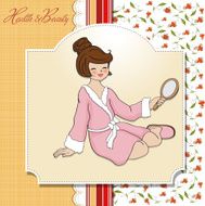 spa lady who looks into a mirror N7