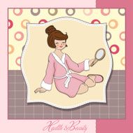 spa lady who looks into a mirror N10