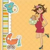 baby announcement card with pregnant woman N6