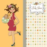 baby announcement card with pregnant woman N7