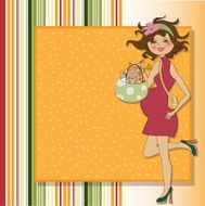 baby announcement card with pregnant woman N8