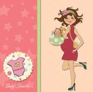 baby announcement card with pregnant woman N9