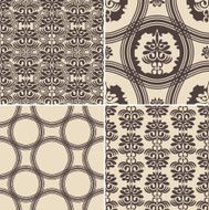 Vintage style backgrounds set seamless patterns vector wallpapers fabrics