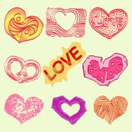 set of love icons isolated on yellow