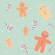 Cute gingerbread men with christmas sweets