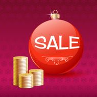 Gold coins and Christmas sale ball