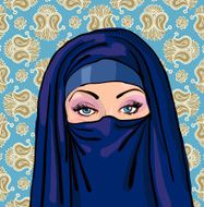 Vector portrait of woman in oriental headdress