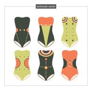 Set of sketches swimwear