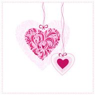 Card with ornamental hearts
