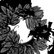 monochrome vector frame from graphic flowers