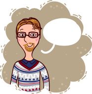 Hipster says something and smiling